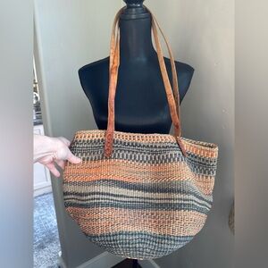 Handwoven Sisal Multicolor Basket Tote Bag
